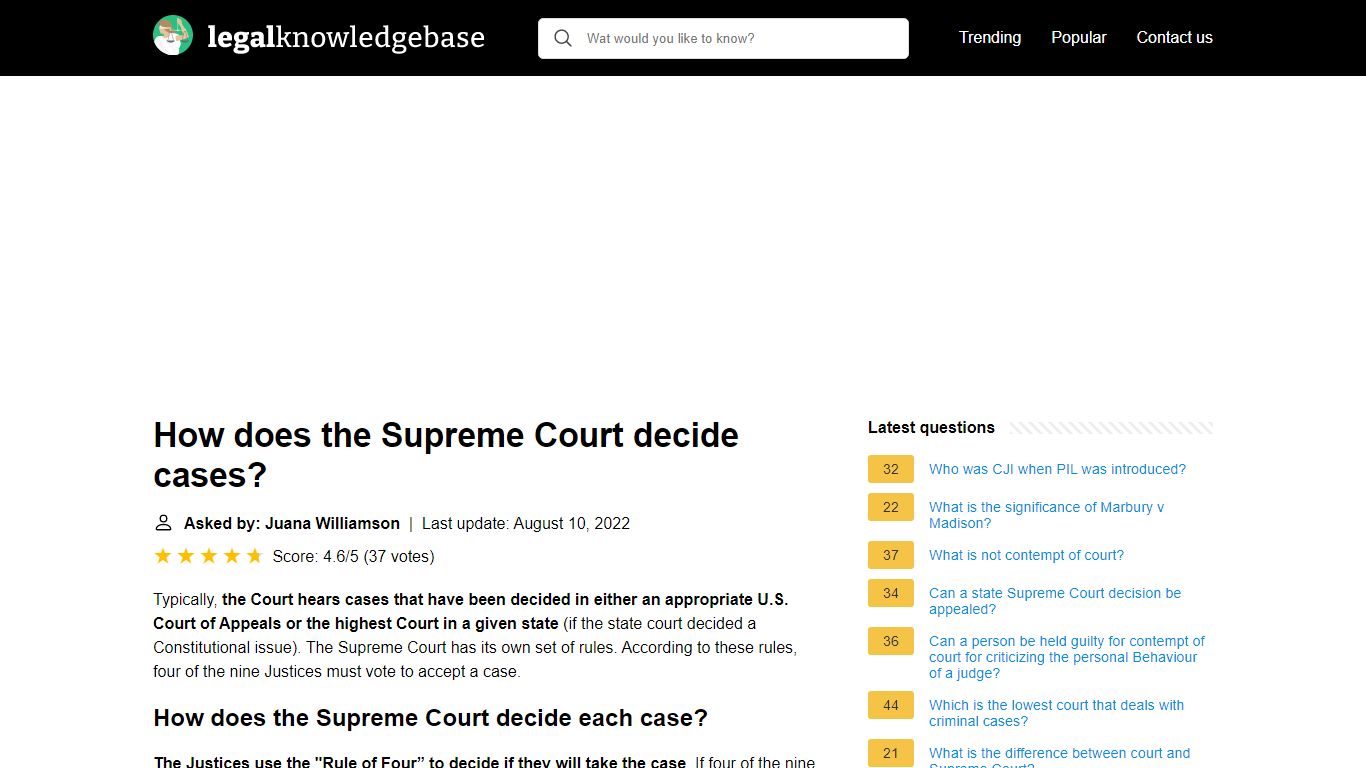 How does the Supreme Court decide cases? - legalknowledgebase.com